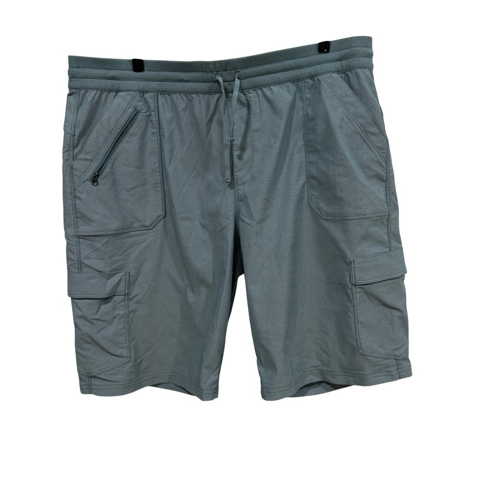 Kuhl Mens Cargo Shorts Blue Gray XL Elastic Waist Hiking Outdoor Utility XL